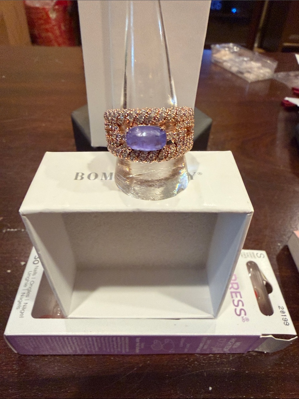 Rose Gold Ring with Purple Fluorite